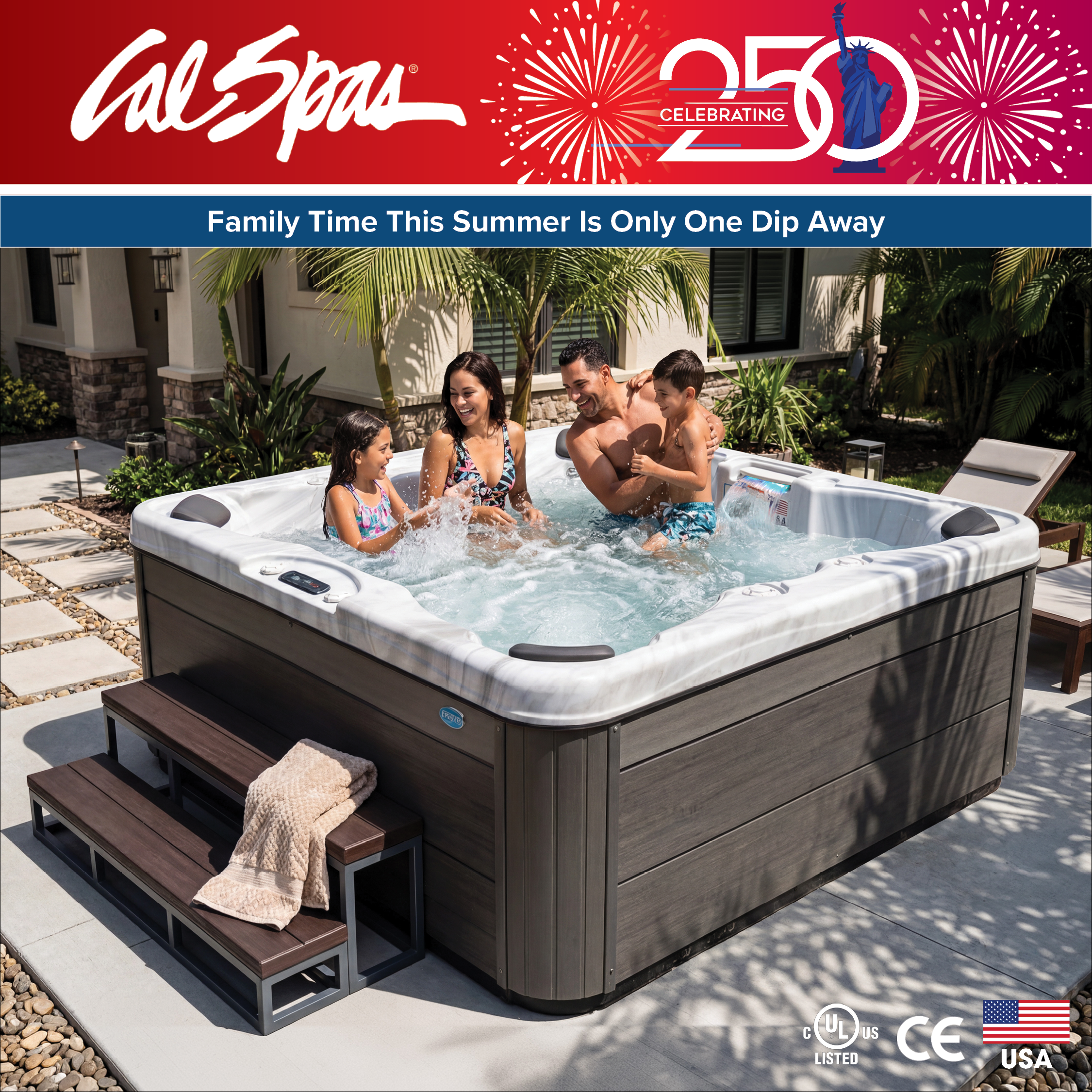 Calspas hot tub being used in a family setting - Highland